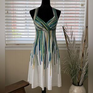 Calvin Klein Striped Cotton Fit & Flare Midi Dress - Size 4